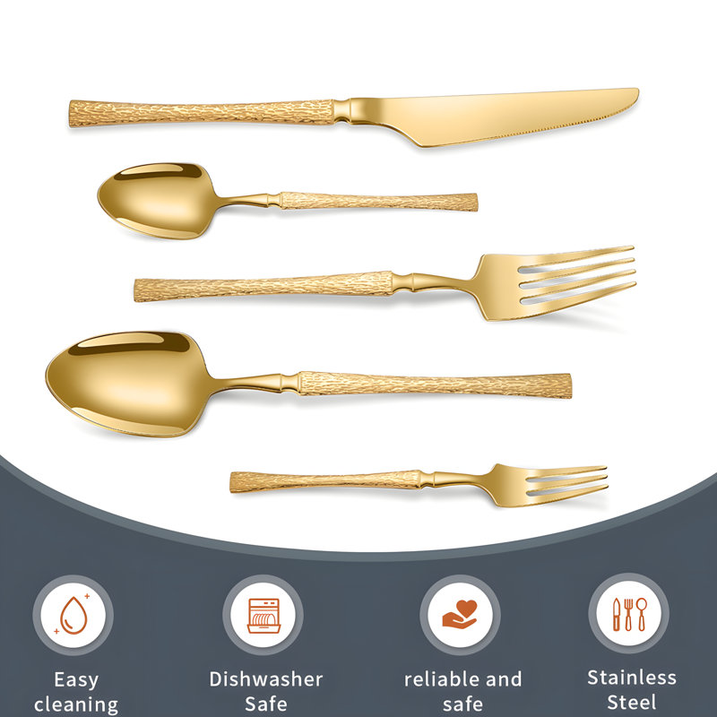 Ensemble 24 pièces de couteaux martelés en acier inoxydable pour une cuisine occidentale - boîte-cadeau élégante et durable