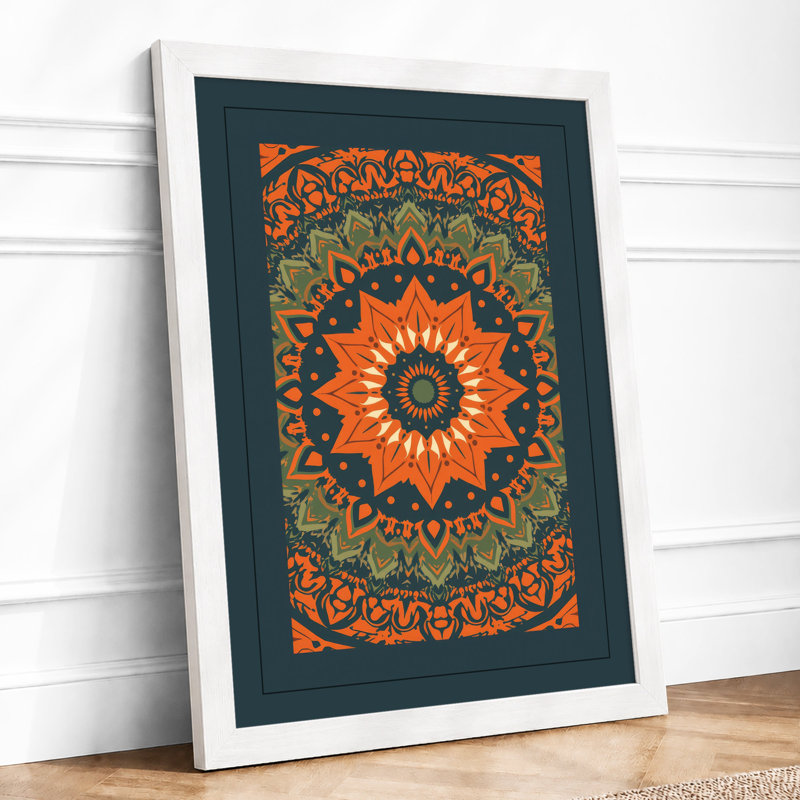Golden Mandala Geometric - Framed Print, A4 - 29.7 x 21.0 cm, White