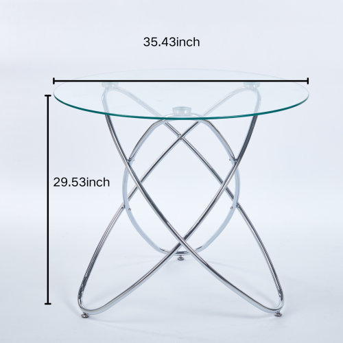 Table à manger rectangulaire en acier et verre, Chrome chrome
