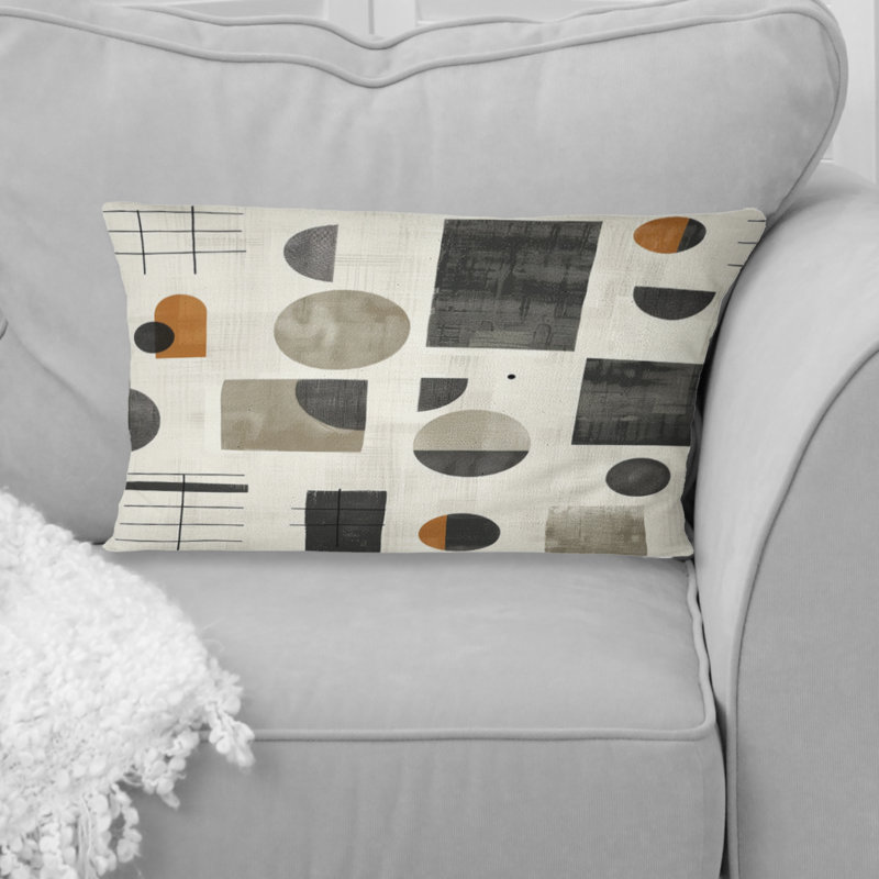 Coussin lombaire gris et beige Midcentury Shapes