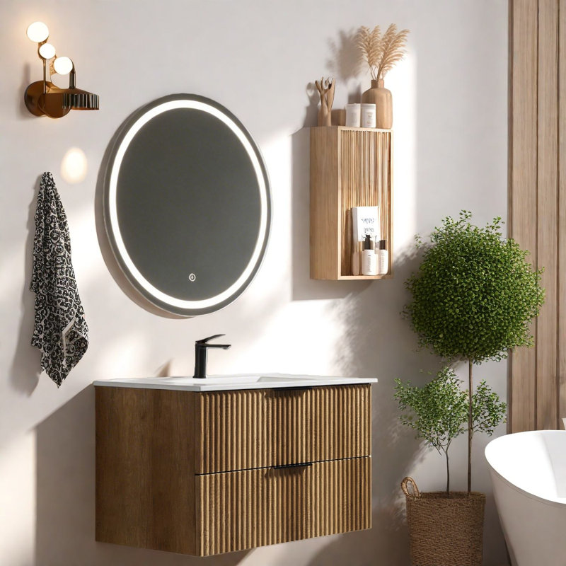 Meuble-lavabo mural peu encombrant avec lavabo en céramique, conception moderne en MDF