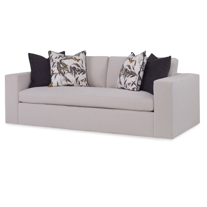 Retreat Upholstered 90'' Sofa, Structure Royal Blue, Sunny Linen