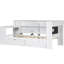 Lit plateforme simple en bois avec rangement spacieux, 2 tiroirs, charge, éclairage à DEL, bureau et tête de lit tapissier doux, blanc beige avec 8 tablettes de rangement, station de charge, DEL réglable-257682235
