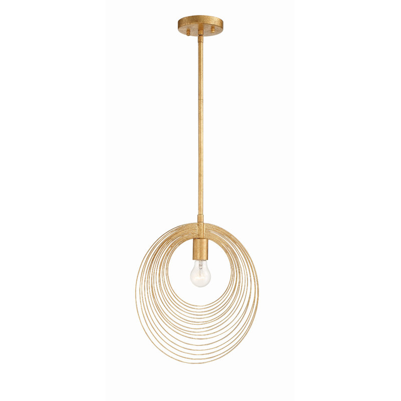 Luminaire suspendu géométrique 1 lumière Gagarin, H 15 po x l 14 po x P 2,3 po, Or renaissance
