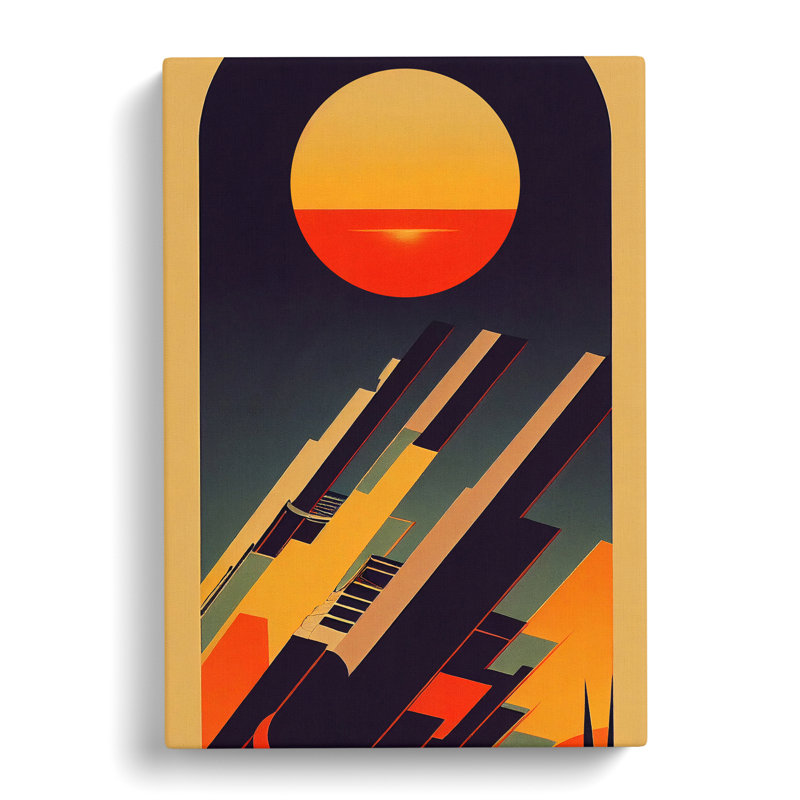 Retro Sunset Art No.2 - Wrapped Canvas Print, 50cm H x 35cm W x 3cm D