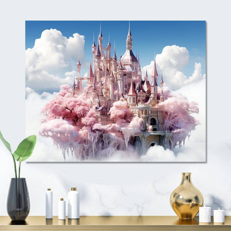 Fantaisie, château, îles flottantes - fantaisie, art mural en métal MT133751, H 30 po x l 40 po x P 1,5 po
