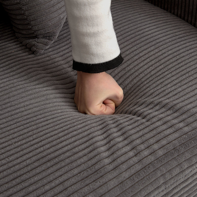 Canapé confortable en velours côtelé avec repose-pieds pour le salon, Gris