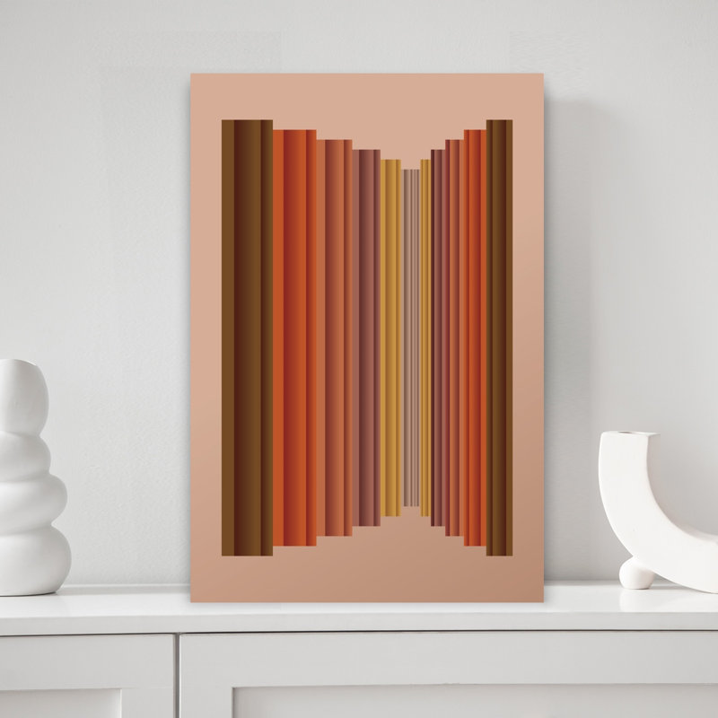 Impression d'art contemporain abstrait géométrique chaleureux, 18" H x 12" W