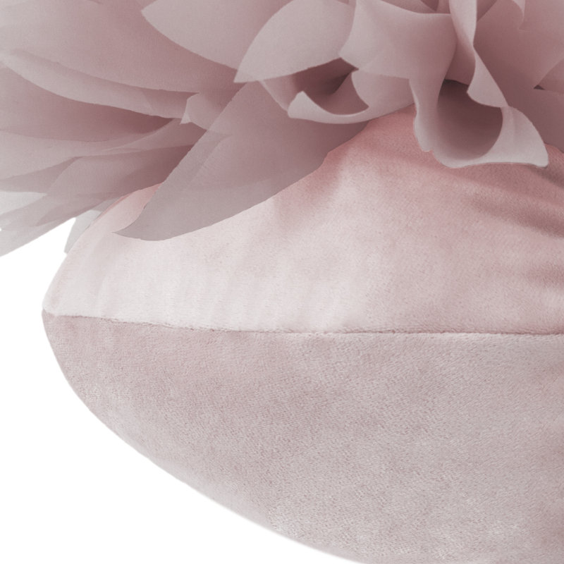 12" Pink Satin 3D Floral Accent Pillow