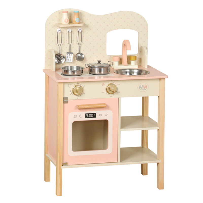 Ensemble de cuisine en bois avec plaque de cuisson, four, évier et robinet, jouet de jeu pour enfants de 3 à 8 ans