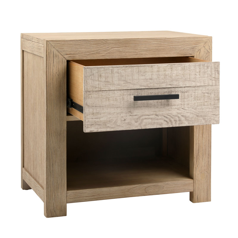 Roux Single Drawer Pine Wood Nightstand