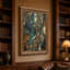 Tableau sur toile aux formes géométriques abstraites turquoise et or-1602013102