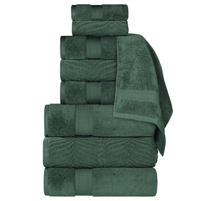  Aneira Chevron Zero Twist Solid and Jacquard Cotton Bathroom Towel Set