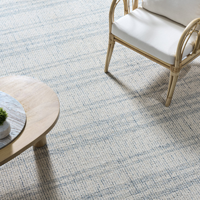 Abstract Hand Tufted Wool; Cotton Striped Indoor Rug, 8'-0" x 10'-0" Rectangle
