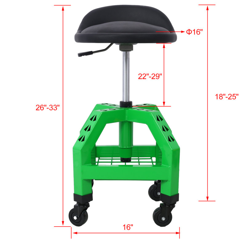 Pneumatic  Degree Swivel Stool, Mechanics Rolling Creeper Seat, Heavy Duty Rolling Mechanics Stool, Shop Stool, Vert