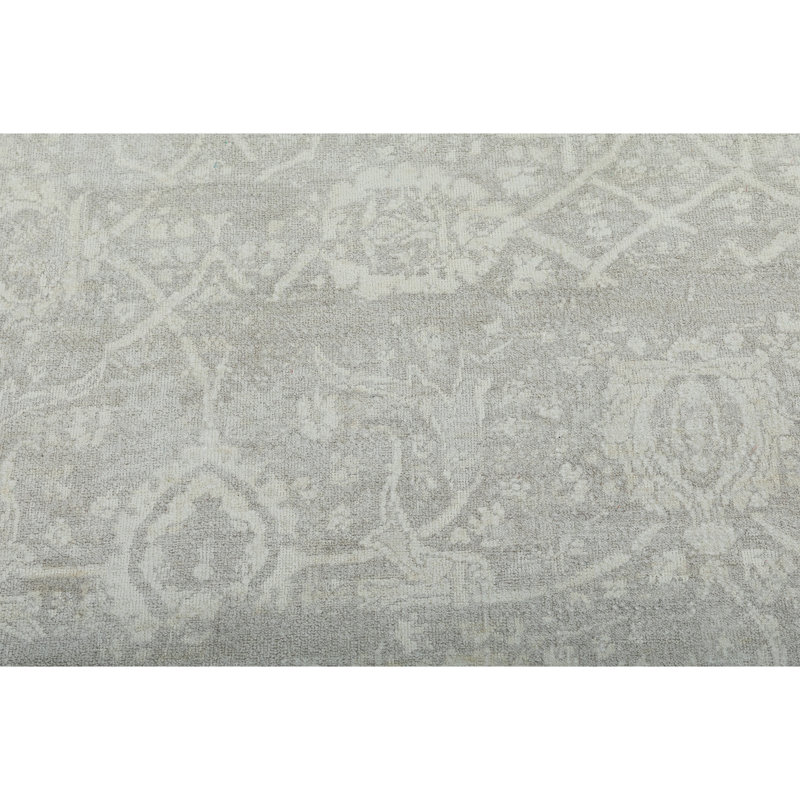 Tapis taupe noué à la main de haute qualité, Rectangle de 5 pi x 8 pi