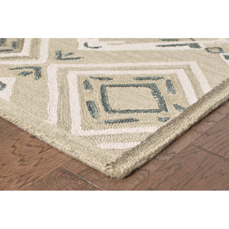 Tapis brun en laine géométrique Cecelia, Rectangle 8 pi 9 po x 11 pi 9 po