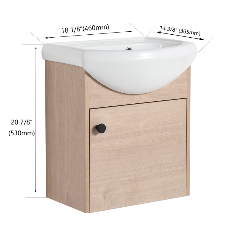 Meuble-lavabo mural simple 18 po avec comptoir en céramique
