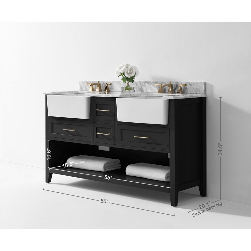 60'' W Double Vanity, Black Onyx