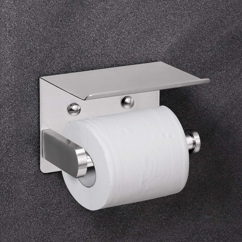 Stainless Steel Wall Mounted Toilet Paper Holder with Shelf