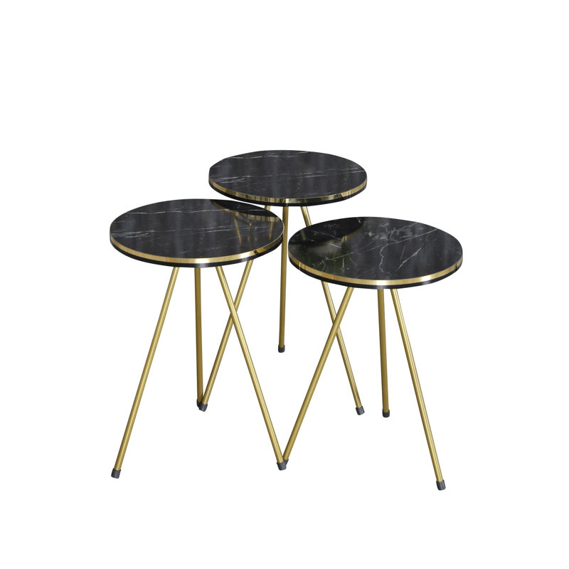 Onalaska Nesting Tables, Black Marble