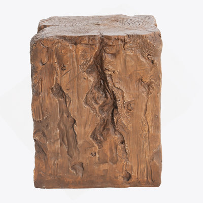 Outdoor And Indoor Stump Shape MGO Side Table, Brown Finish
