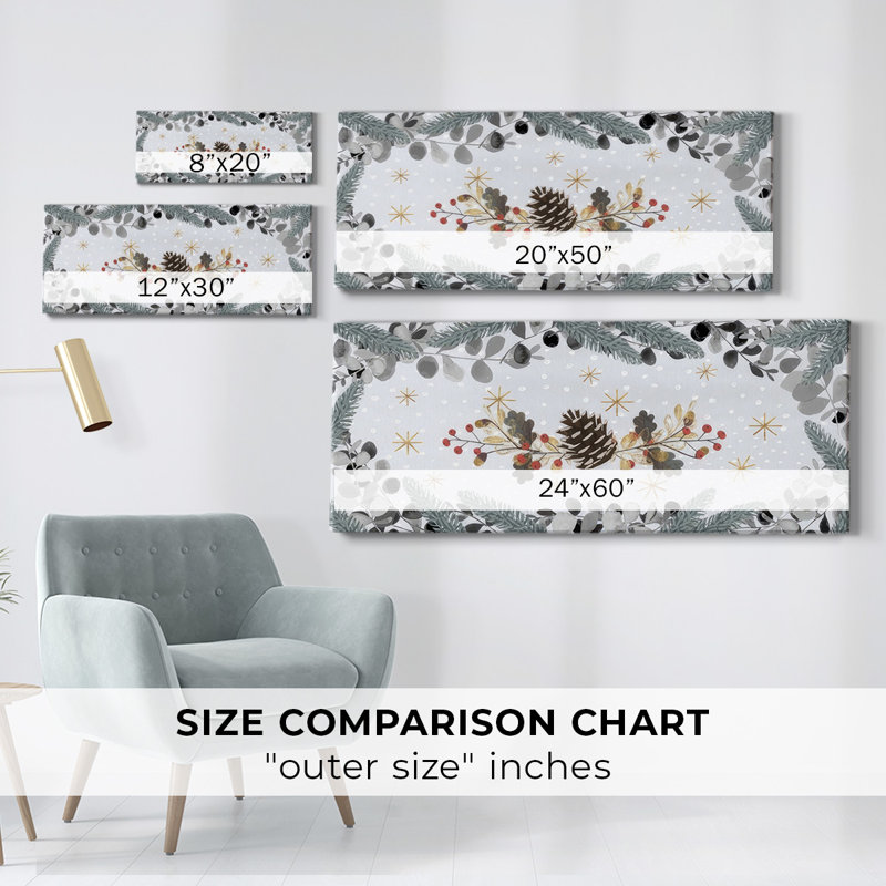 Cozy Christmas Collection D, H 12 po x l 30 po x P 1,5 po, Toile encadrée flottée blanche