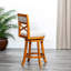 Tabouret de 24 po de hauteur comptoir avec apparence de bois naturel et siège en tissu beige - Élément décoratif décoratif de style classique-1058370432