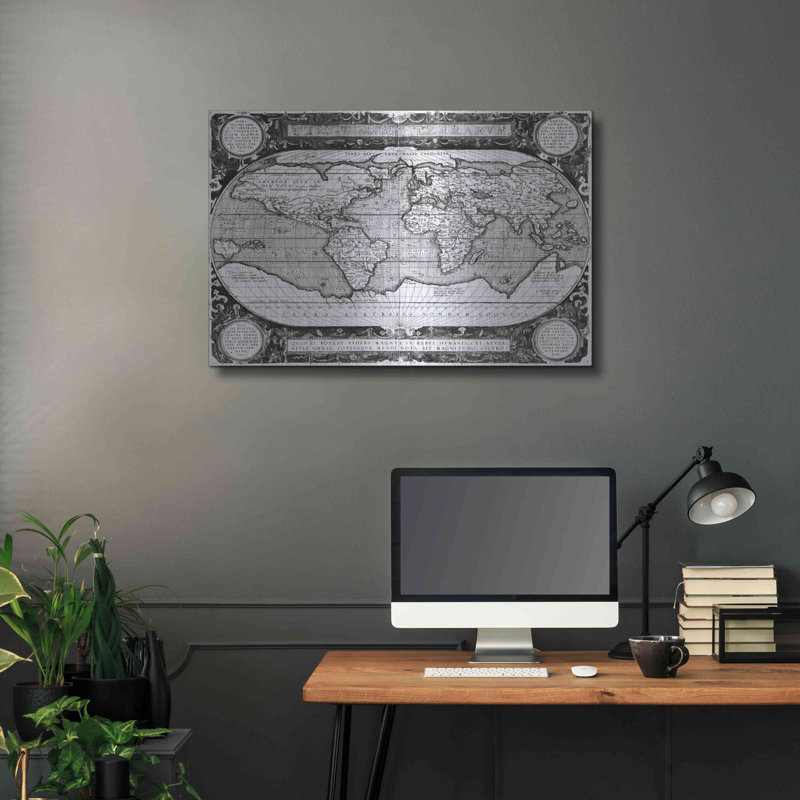 «Antique World Map» par Vision Studio, H 24 po x l 36 po