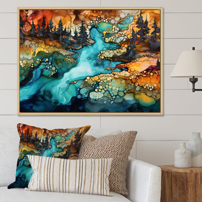 «Dreamscape Lakes Rivers», impression à l'encre liquide sur toile I