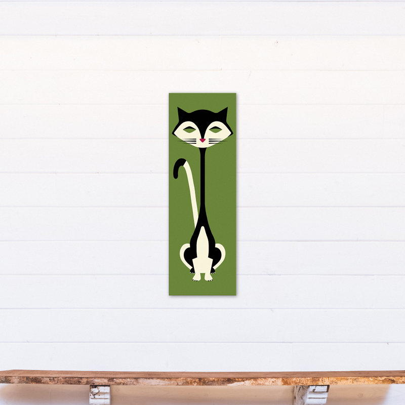 " Mod Cat ", 36" H x 12" W x 1.25" D, Unframed