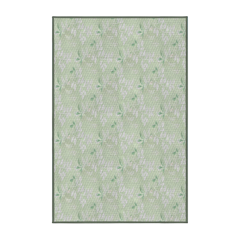 Tapis vert à motif floral, Rectangle 3 pi x 5 pi
