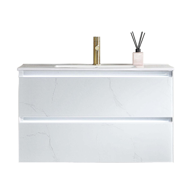 Meuble-lavabo mural simple 36 po avec lavabo, Blanc