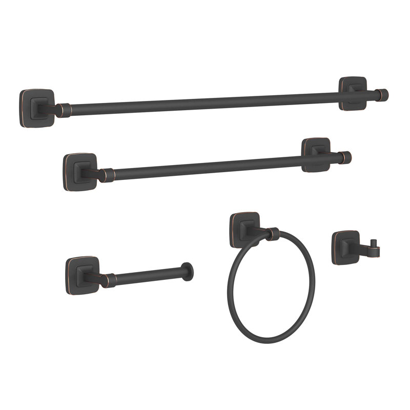 5 - Piece Bathroom Hardware Set, Black/Brown