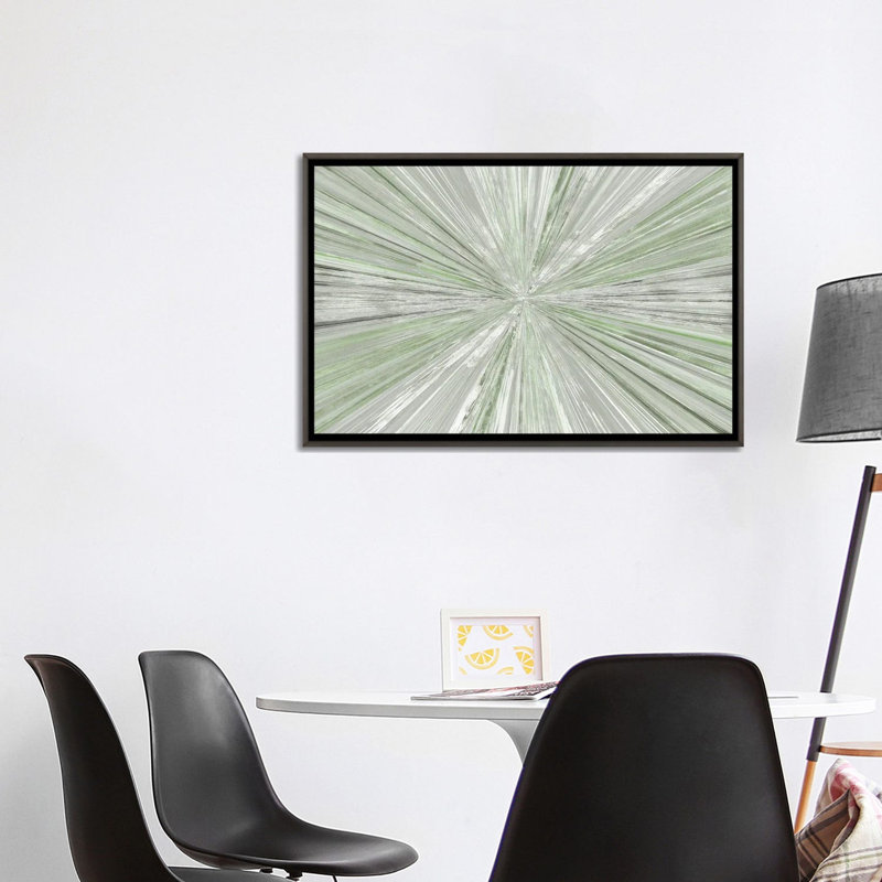 Shimmering Light I, Dark Rustic Wood Floater Frame  Canvas, Green, 26" H x 40" W