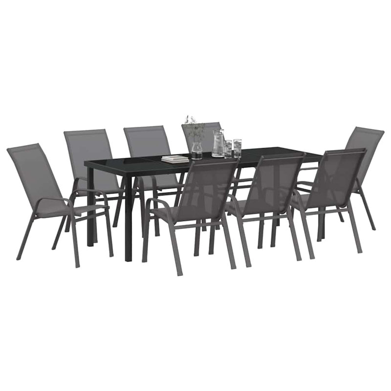  Garden Dining Set Powder-Coated Steel Outdoor Furniture Ensemble Patio