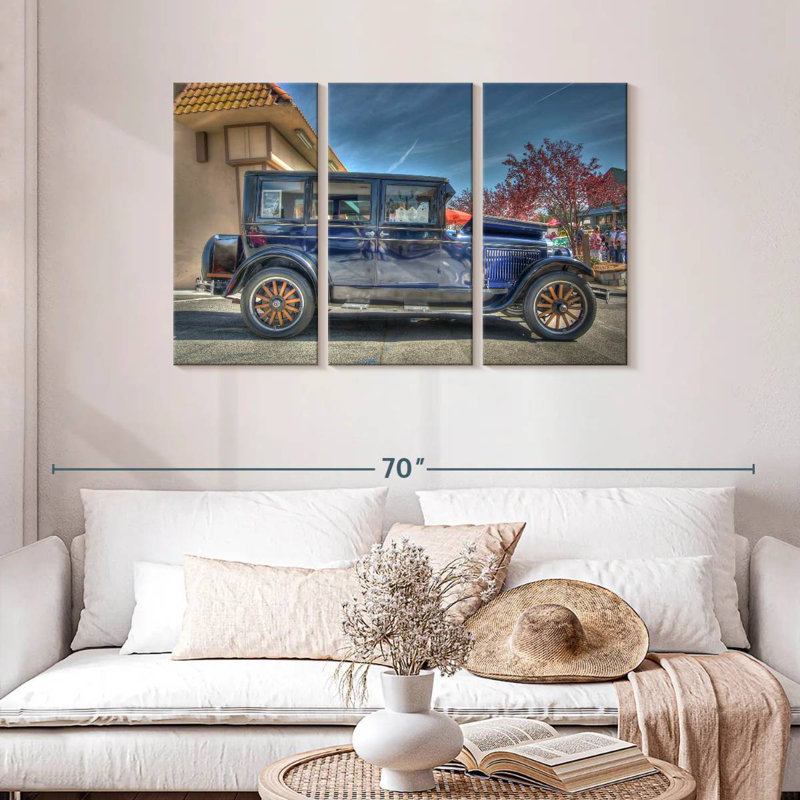 Jeep bleu rétro, H 28 po x l 45 po