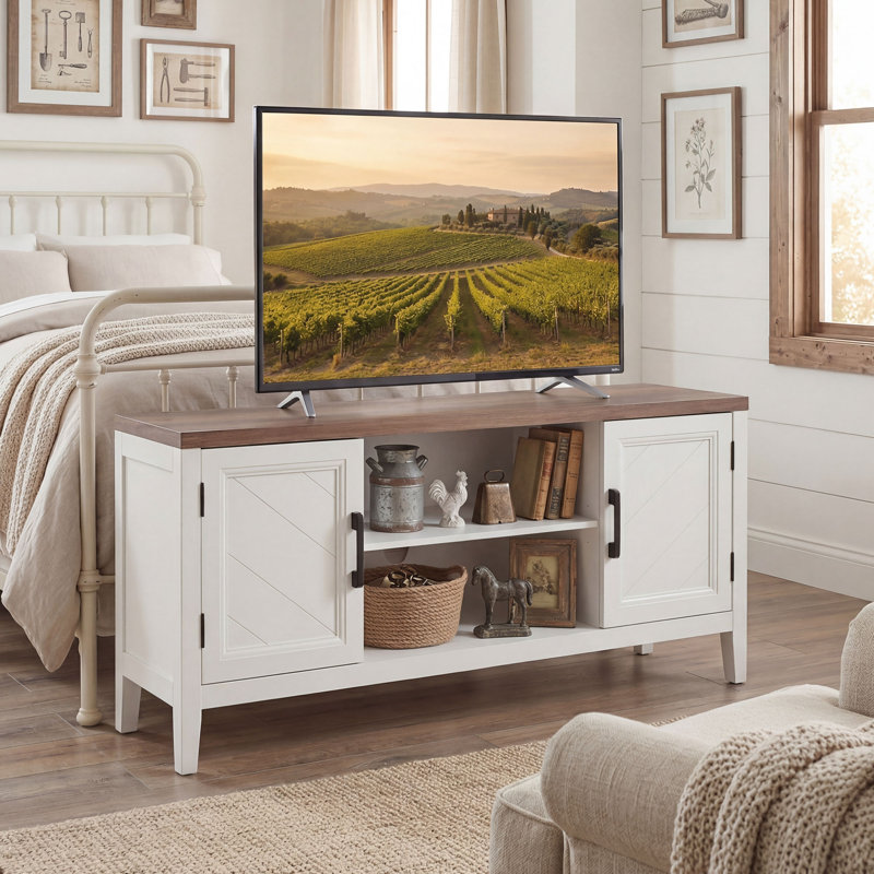 Meuble TV pour tÃ©lÃ©viseurs jusqu'Ã  55 pouces, meuble TV avec 2 tablettes et 2 tiroirs