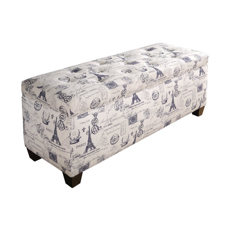 Banc de rangement rembourré pour chaussures 32 paires Avalynn, Tampon français Onyx, Grand