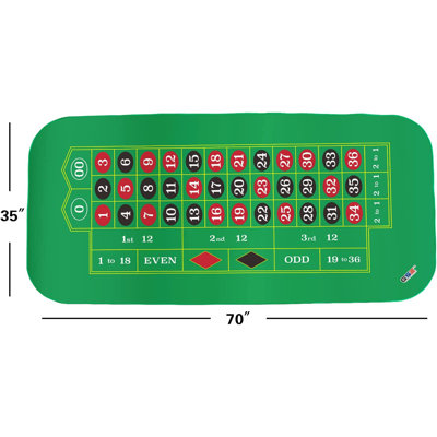 GSE 70"x35" Casino Roulette Layout Mat with Carrying Bag. Professional Roulette Tabletop Mat for Casino Game Night