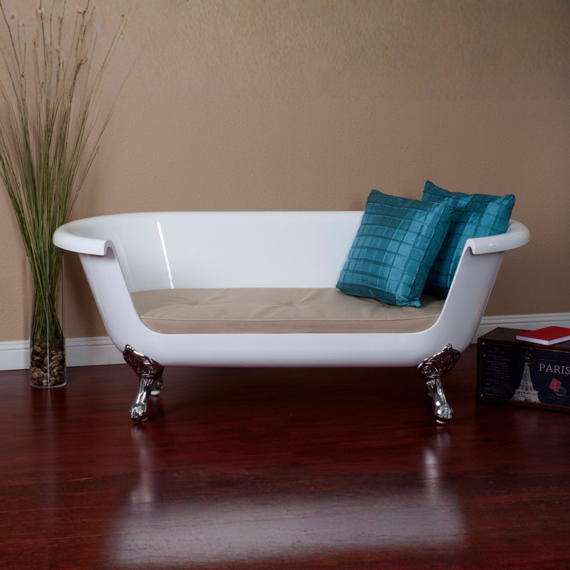 Baignoire-canapé en acrylique de 66 pouces avec 4 pieds, Nickel poli