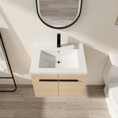 Meuble-lavabo 24 po avec lavabo en résine - Armoire et rangement modernes