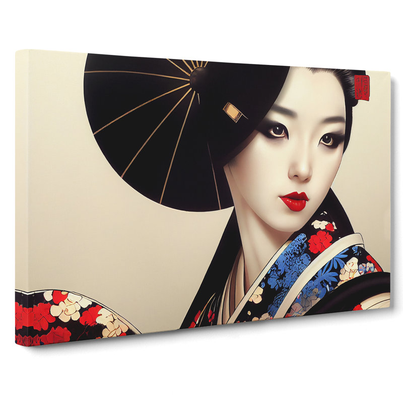 Charming Geisha - Wrapped Canvas Print, 40cm H x 60cm W x 3cm D