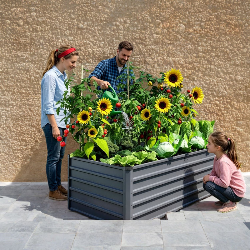 Grands pots surélevés d'extérieur gris de 6 x 3 x 2 pi