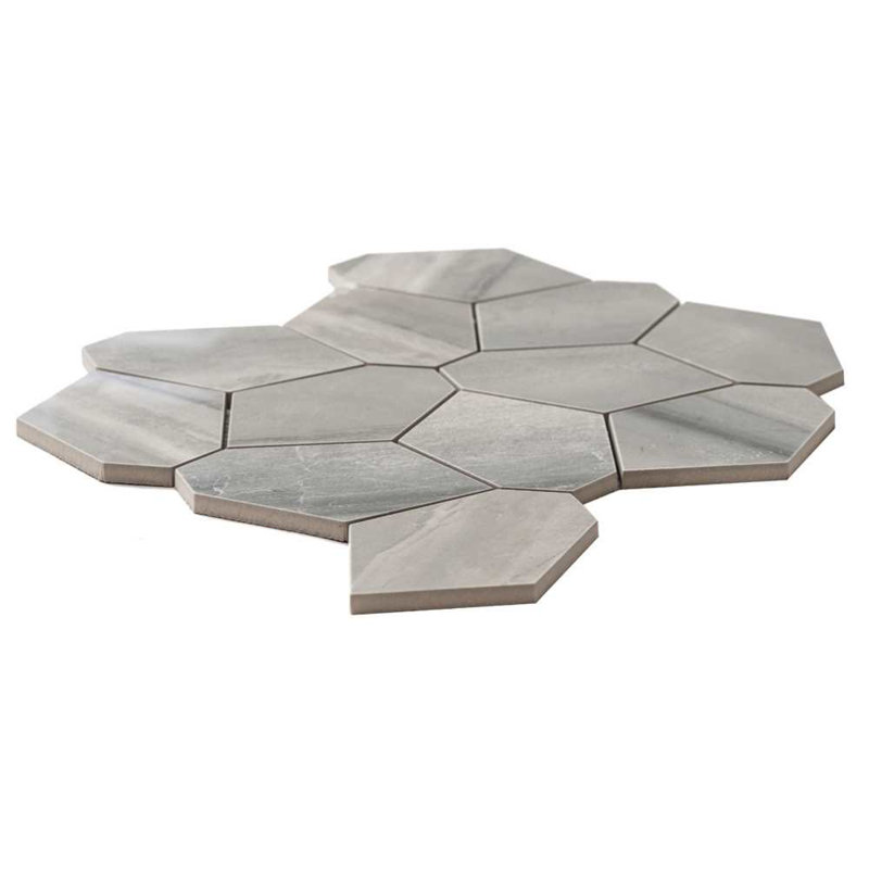 Stately Oasis 14" x 16" Porcelain Novelty Marble Look Wall & Floor Tile, Alaska Gray