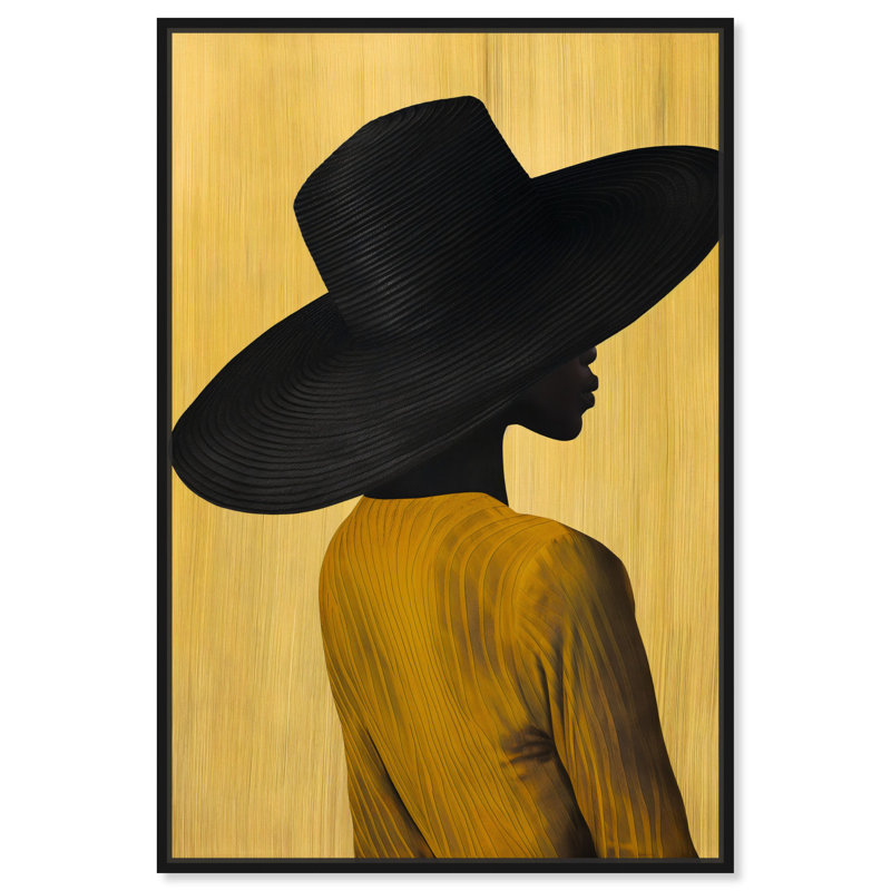 Affiche noire sur toile noire «I» par Art Remedy, Cadre noir, H 16 po x l 11 po