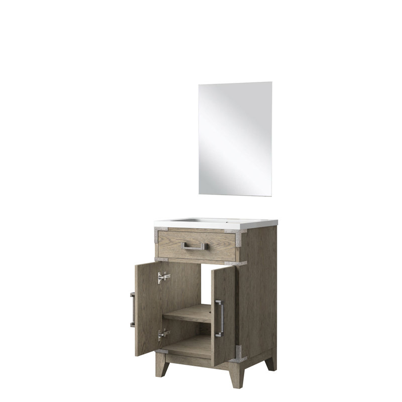 Meuble-lavabo simple 20 po X P 18 po P, comptoir en acrylique et Miroir, Gray, 20"