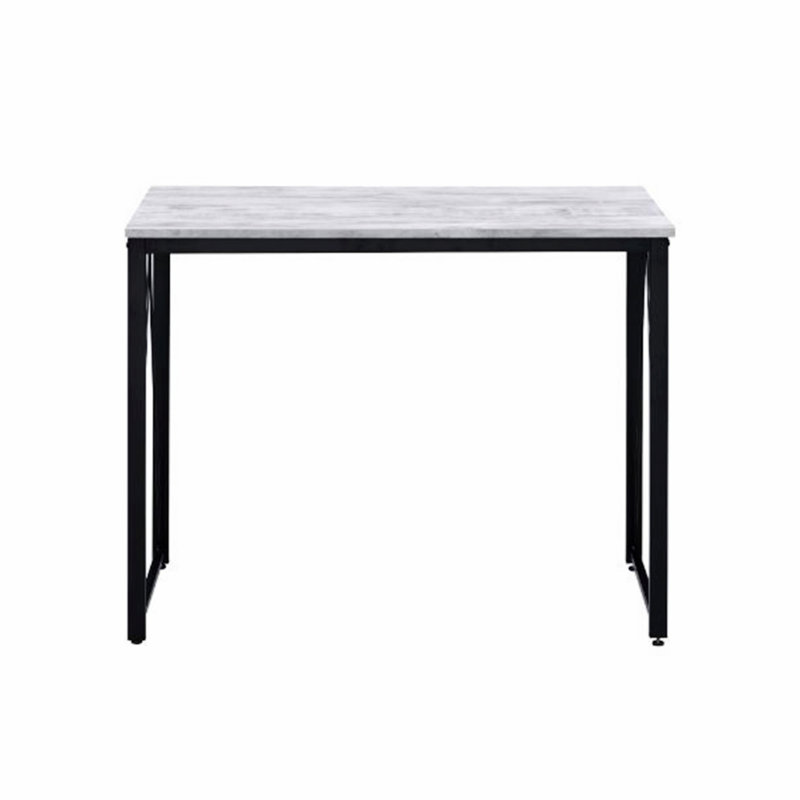 Bureau d'écriture rectangulaire avec base en métal, H 28 po x l 35 po x P 18 po, Blanc antique