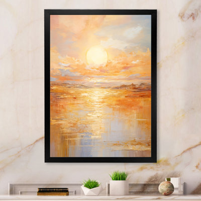 Jahwan Bold Sunset Golden Collage I - art mural coucher de soleil