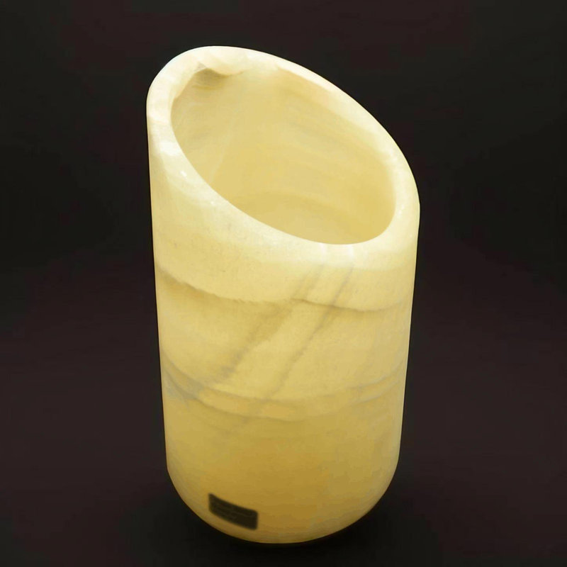 Vase à bougie jaune onyx